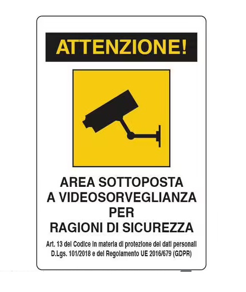 Cartello segnaletico area videosorovegliata 18x12 cm
