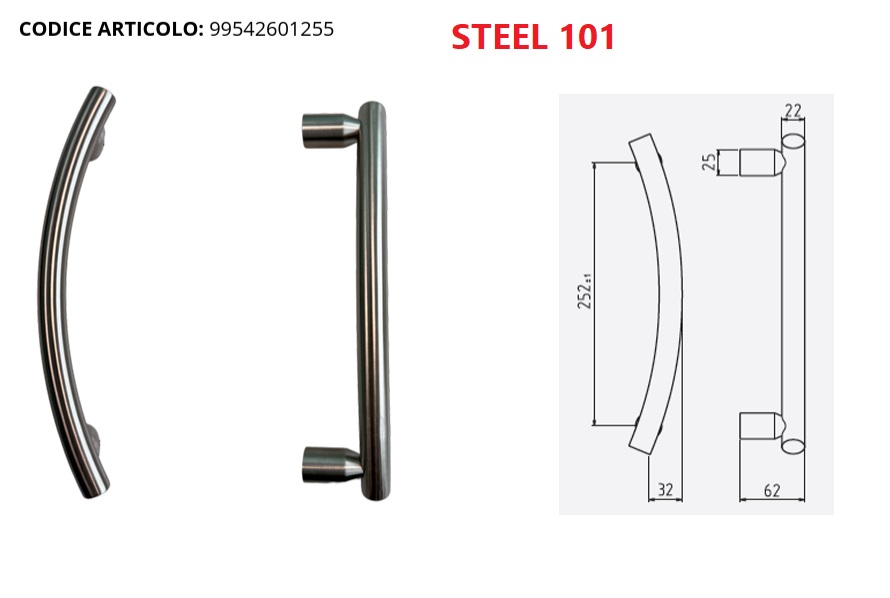 Maniglione inox Steel 101 GHIDINI curvato 99542601255