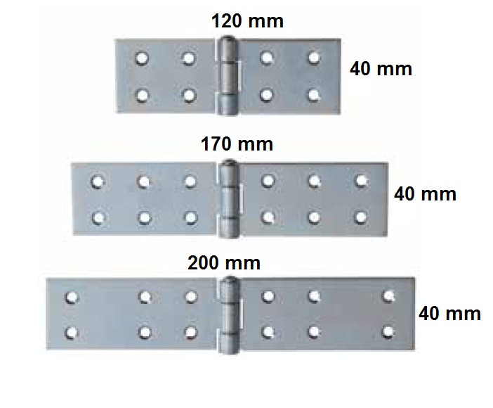 Cerniera pesante ferro zincato  con fori laterali spessore 3 mm fori ø 5,5 mm