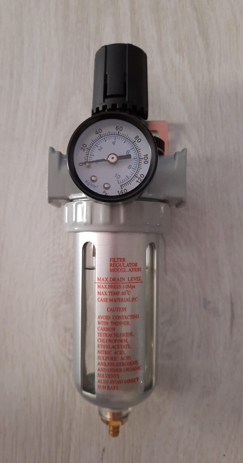 Filtro regolatore di pressione 1/4 con rubinetto e manometro LTF AFR80