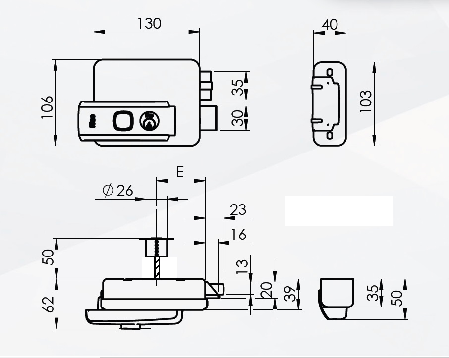 Serratura elettrica infissi in legno SERIE 53N1151/52 cilindro staccato - ISEO 