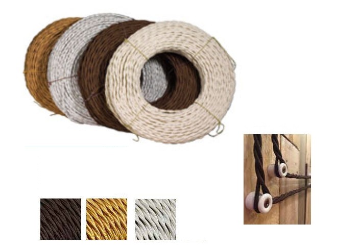 Cavo treccia telato 2 x 0,75 color ORO elettrico