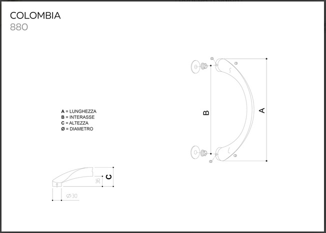 Maniglione  Colombia in Acciaio INOX Aisi304