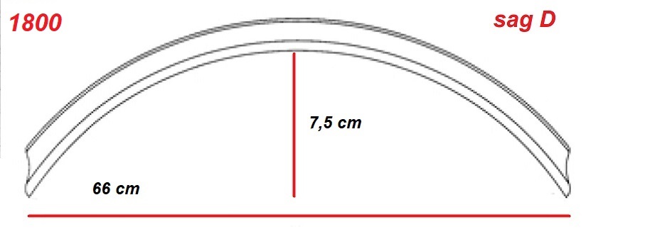 Fermavetro 1/4 di cerchio curva sagoma D  interna in Rovere