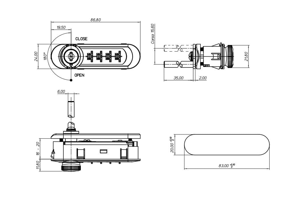 Serratura armadietti combinazione Combilock10 metallo