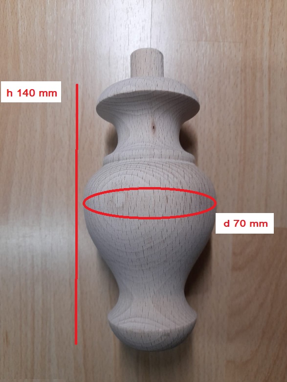 Piede in legno 140x70  in Ontano.