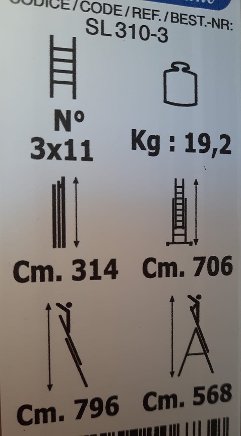 Scala 3 elementi allungabile  alluminio gradini 11+11+11 	SL310-3