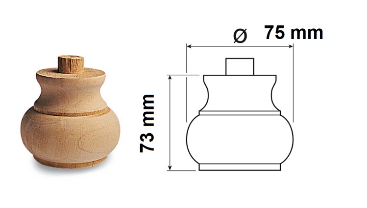 Piede in legno   in Ontano 73x75 mm 03.0035005460