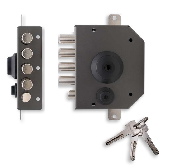 Serratura di sicurezza sovrapposta T1410.60 con chiave interna per porta in legno  