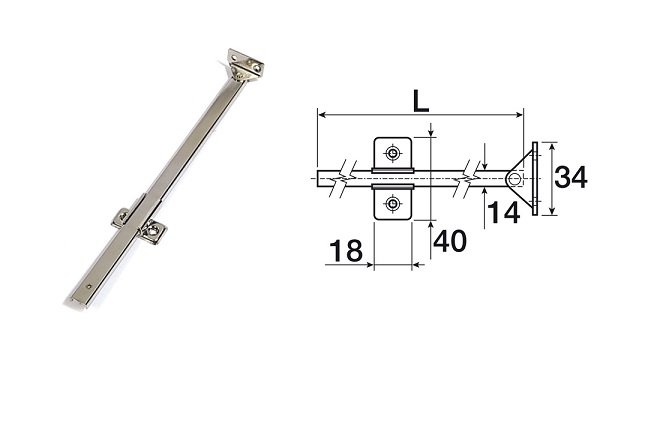 Asta snodata a scatto nichelata  per mobili wasistass 05.5048020008 Asta snodata a scatto nichelata  per mobili wasistass 05.5048020008