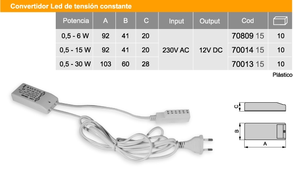 Trasformatore per led 6w DC