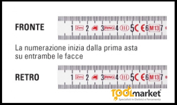 Metro doppio pieghevole flessibile fibra di vetro 2 mt