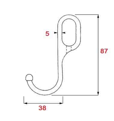 Gancio  per tubo ovale cromato grande