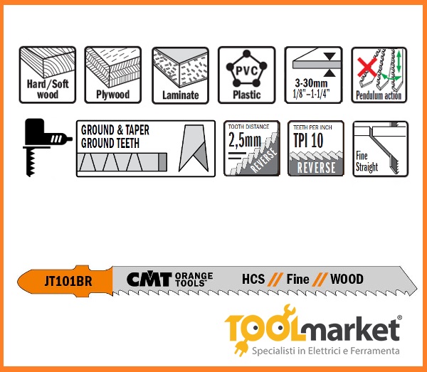 Lama per alternativi taglio legno pz 5 jt 101br