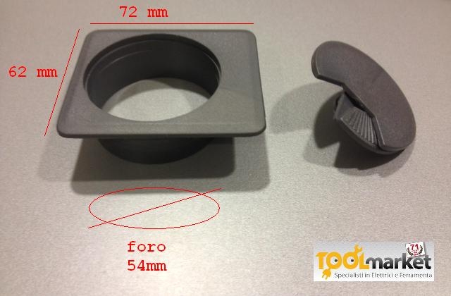 Passacavi per mobili quadra grigio 