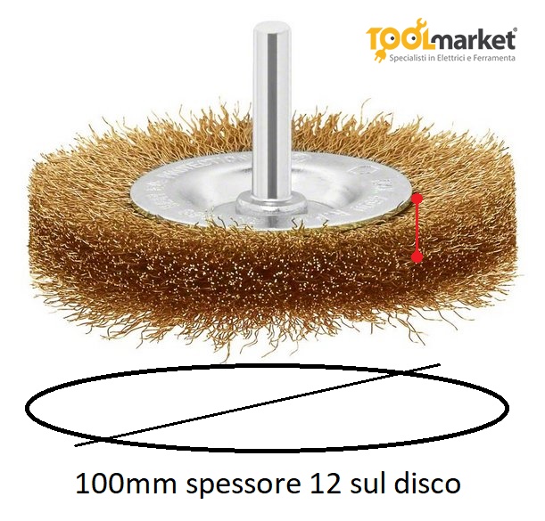 Spazzola acciaio circolare 100 spessa codolo