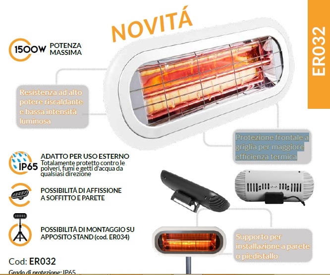 Stufa infrarossi 1500 w a faro 