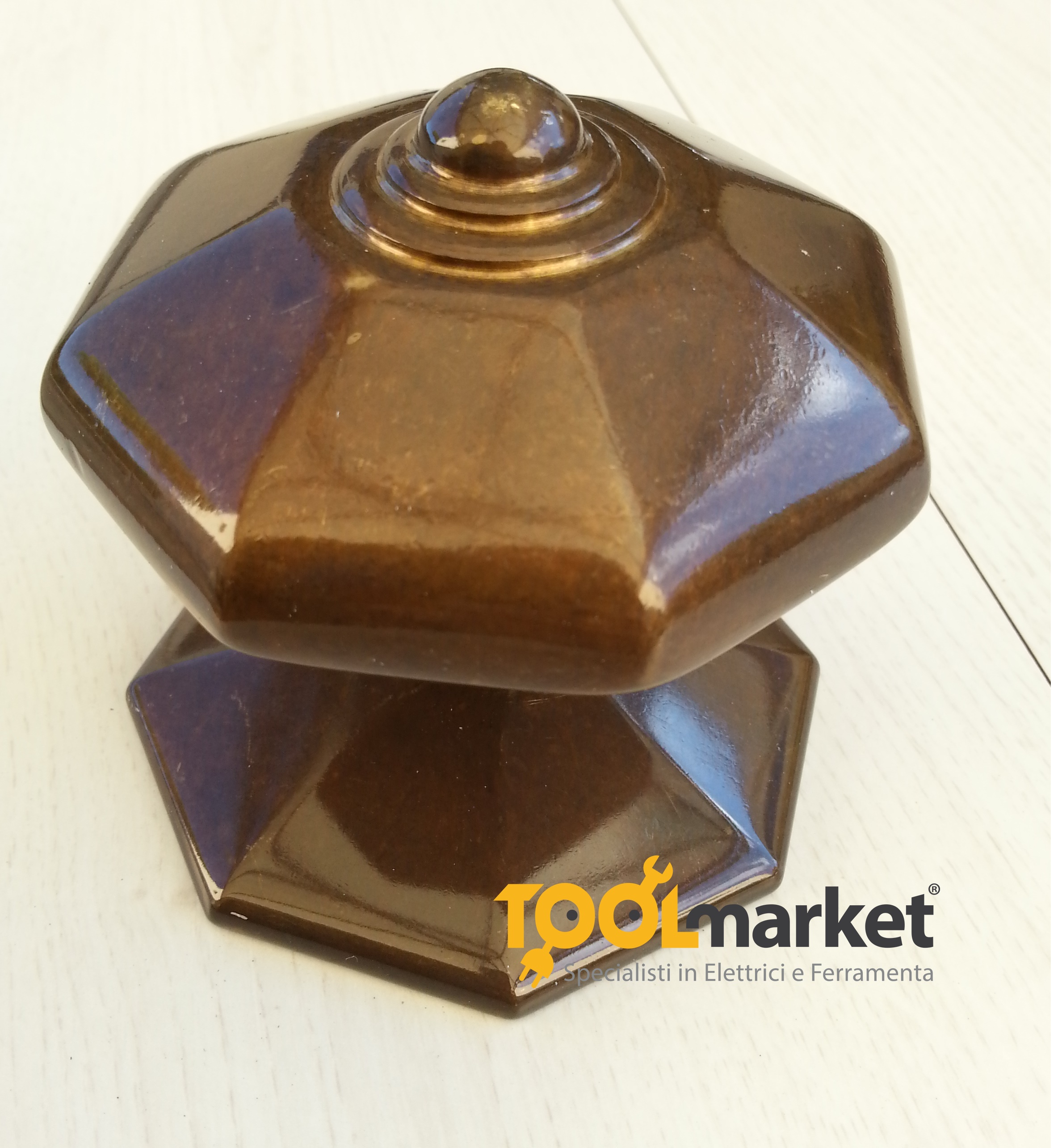 Pomolo per porte ottagonale anticato 85