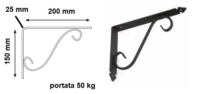 Reggimensola ramata ferro battuto 200x 150 mm