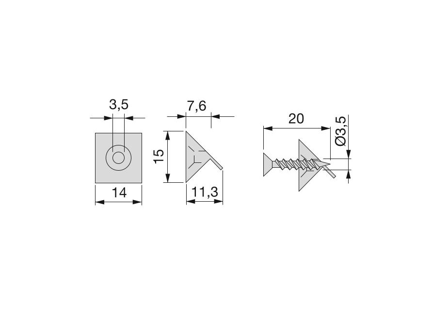 Fermacompensato / schienale per mobili a triangolo pz 20