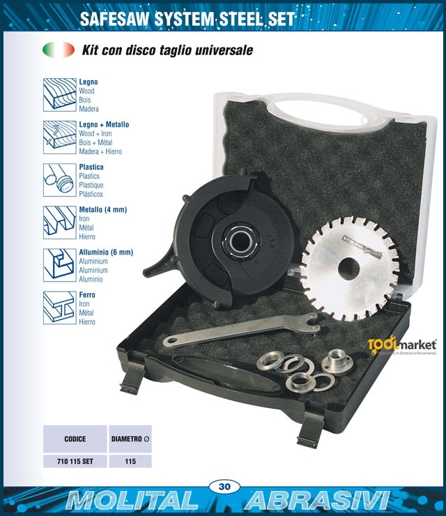 Kit SafeSaw taglio universale 115mm per smerigliatrice