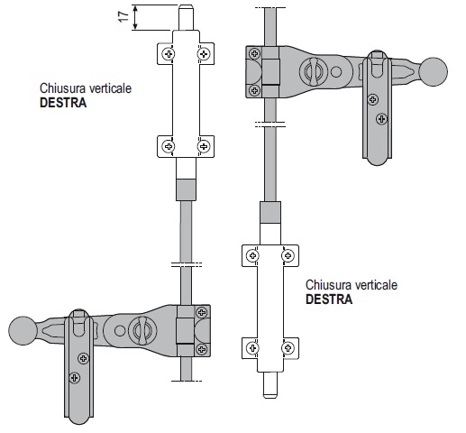 Chiusura verticale per spagnolette Abaco 