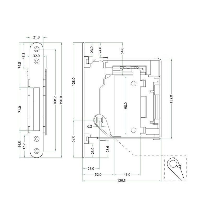 Serratura magnetica Mini B NOHA senza maniglia con privacy  Bonaiti