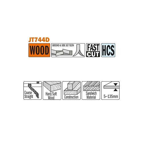 Lame per alternativo per legno HCS  conf da pz 3 JT744D-3 CMT 