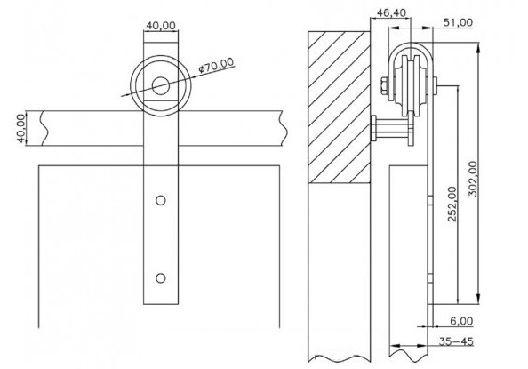 Scorrevole INOX porte moderne kit Pettiti KRI80-AU