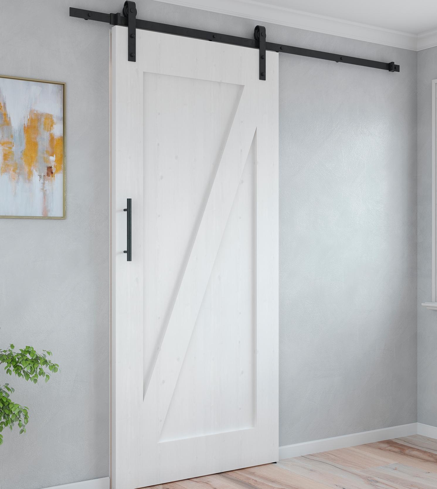 Barn Door porta scorrevole bianca  Stile granaio binario in ferro - XLAB