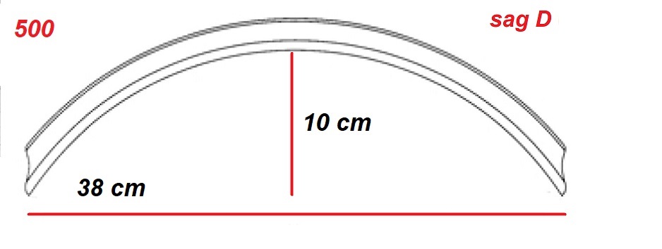 Fermavetro 1/4 di cerchio curva sagoma D  interna in Rovere