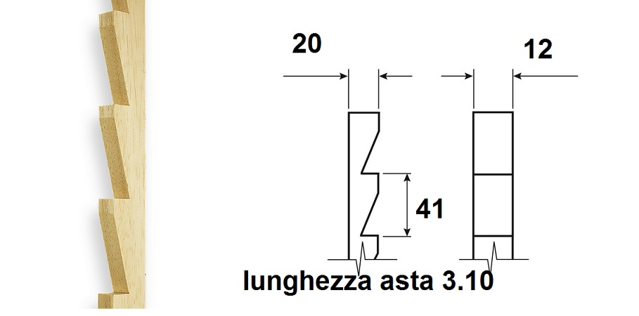 Scaletta legno 20X12 TOULIPIER da 2.7 MT