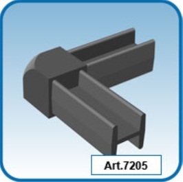 Raccordo 2 vie 7205 per tubo quadro 20x20x1.3