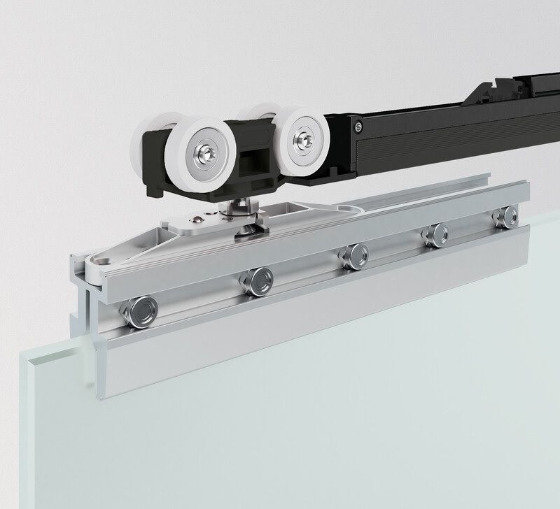 Kit per porta scorrevole per infissi in VETRO a mantovana alluminio CLASSIC - TERNOSCORREVOLI 