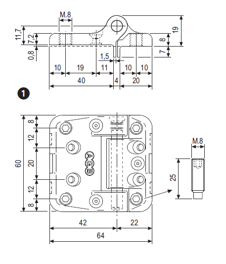 Cerniera Maxi H60 per finestre a 3 e 4 ante - AGB A494030204