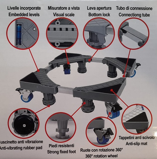 Portalavatrice/ elettrodomestici regolabile 300 kg