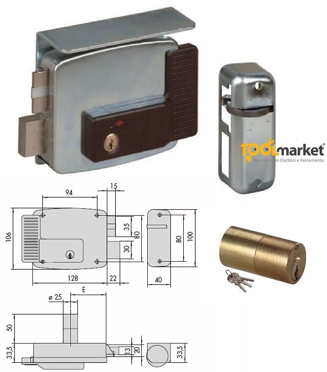 Serratura Cisa 11761 elettrica entrata 60 mm cilindro fisso per infissi metallo