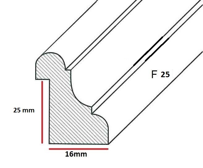 Fermavetro legno sagoma F25 noce baia