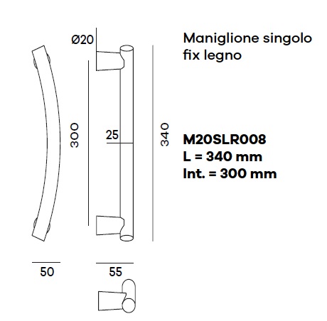 Maniglione Helios Bronzo sat  Comit interasse 300 mm