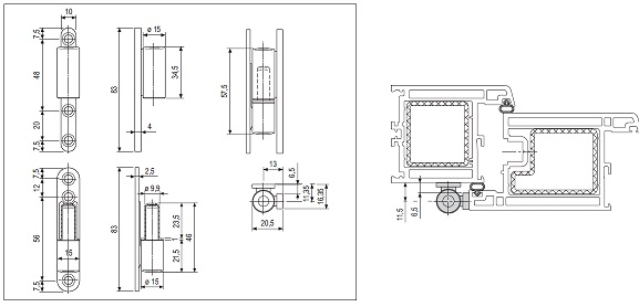 Cerniera per PVC E005021505 AGB cromo satinato