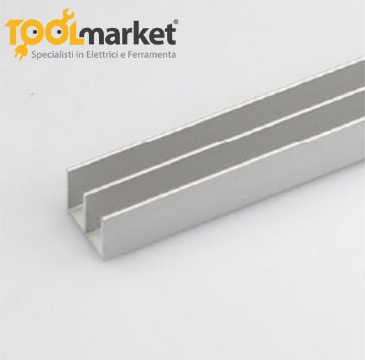 Profilo alluminio U doppia Anodizzato argento