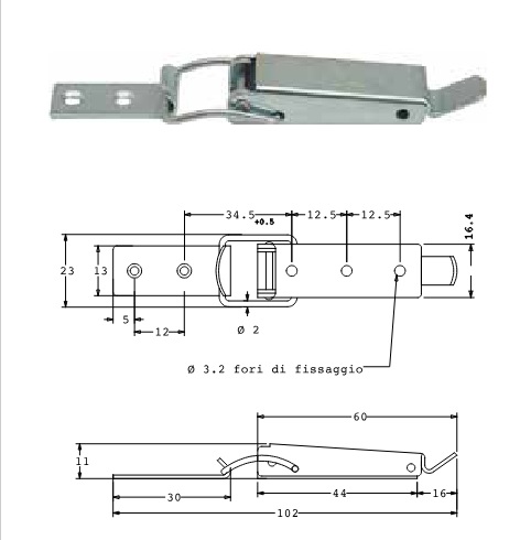 Chiusura a leva zincata da 10 cm art. 5/1505