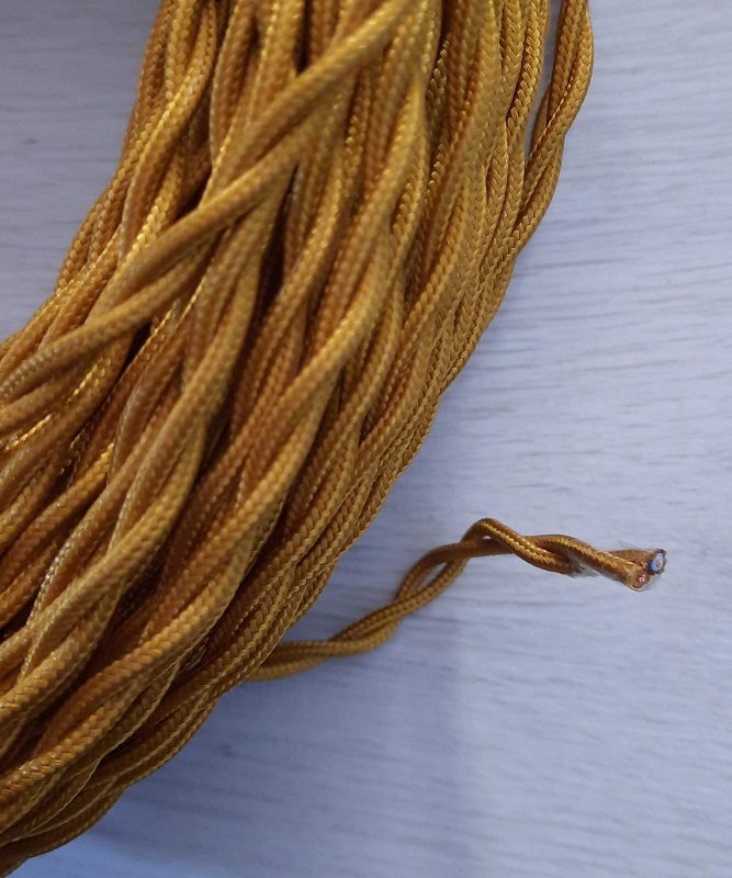 Cavo treccia telato 2 x 0,75 color ORO elettrico