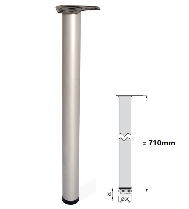 Gamba tavolo silver opaco diametro 60 regolabile GTV