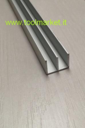 Profilo alluminio opaco ad U doppia Anodizzato argento da MT 2