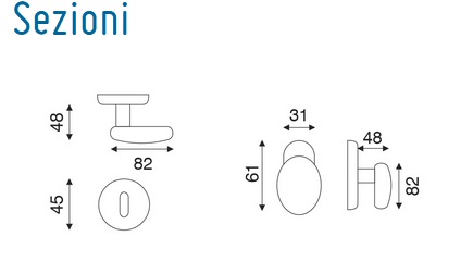 Pomolo coppia girevole a  uovo RIVA bronzato YALE-Cottali 