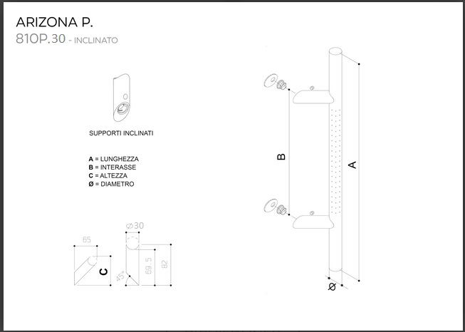 Maniglione  ARIZONA P. 810P.30 inclinato in acciaio INOX modello 