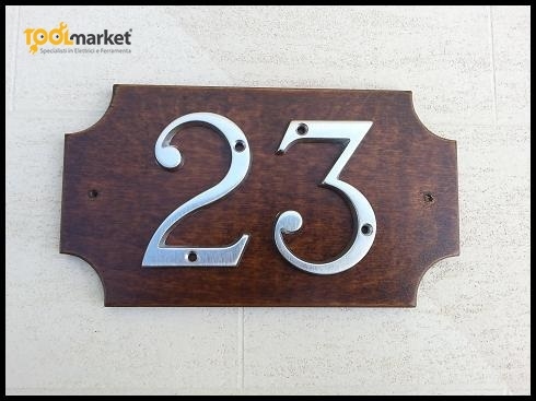 Numero civico base legno noce scuro