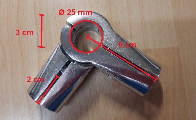 Giunto snodato 4 vie cromato per tubo Ø25mm- GTV