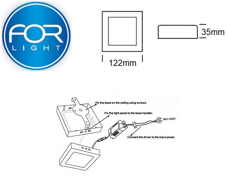 Plafoniera mini 6w led quadra